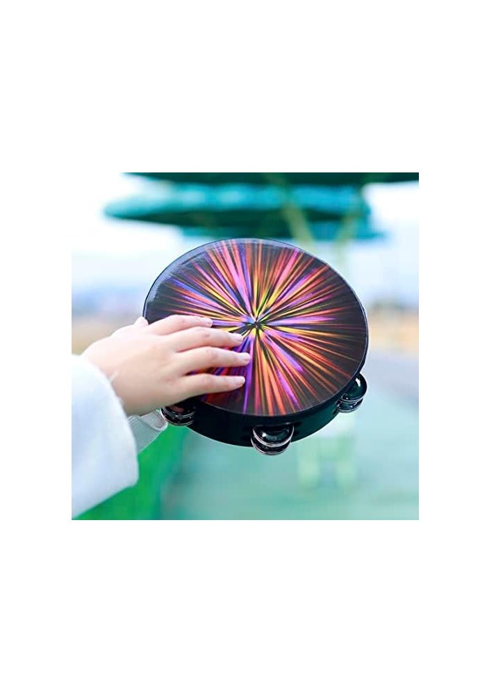 OriGlam 8 Inch Row Tambourine Hand Drum for Adults Kids Church Party (Pink)  - Image 2
