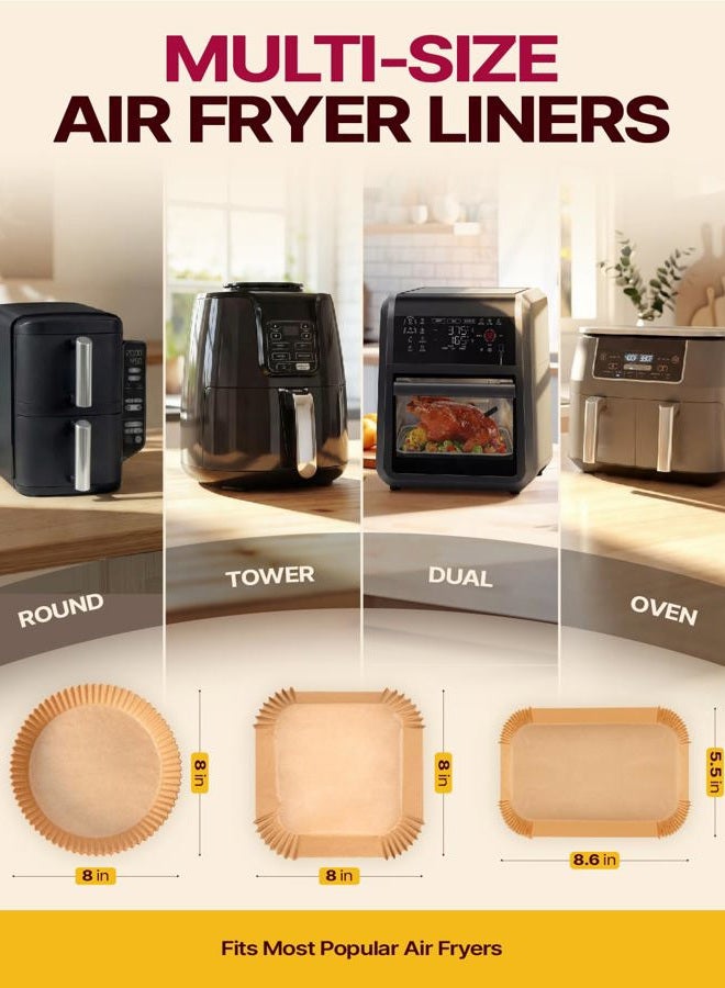 Katbite Air Fryer Liners Disposable - 8 inch Square Non-Stick Airfryer Paper Liners, Unbleached Parchment Paper for 5 to 8 Qt Basket, Frying, Baking, Cooking, Roasting, Easy Cleanup, 130pcs - Image 4