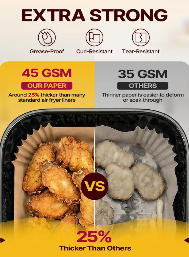 Katbite Air Fryer Liners Disposable - 8 inch Square Non-Stick Airfryer Paper Liners, Unbleached Parchment Paper for 5 to 8 Qt Basket, Frying, Baking, Cooking, Roasting, Easy Cleanup, 130pcs - Image 2
