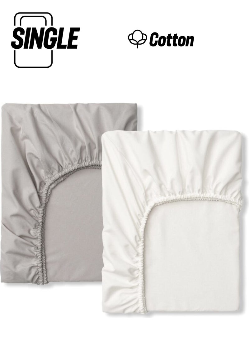 Bebek Özel Baby Special Gray White Cotton Baby Kids Elastic Bed Sheet 70 x 130 cm 2 Pieces  - Image 1