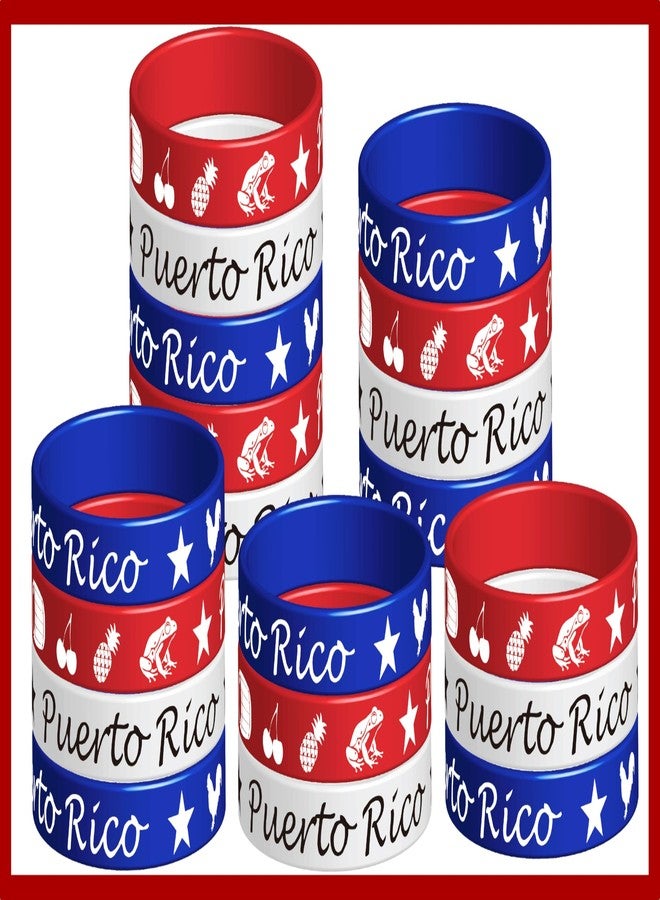 CupaPlay 24PCS Puerto Rico Rubber Bracelets Puerto Rican Flags Themed Party Supplies Decorations Birthday June National Day Country Independence Day Celebrations Patriotic Silicone Wristbands - Image 2