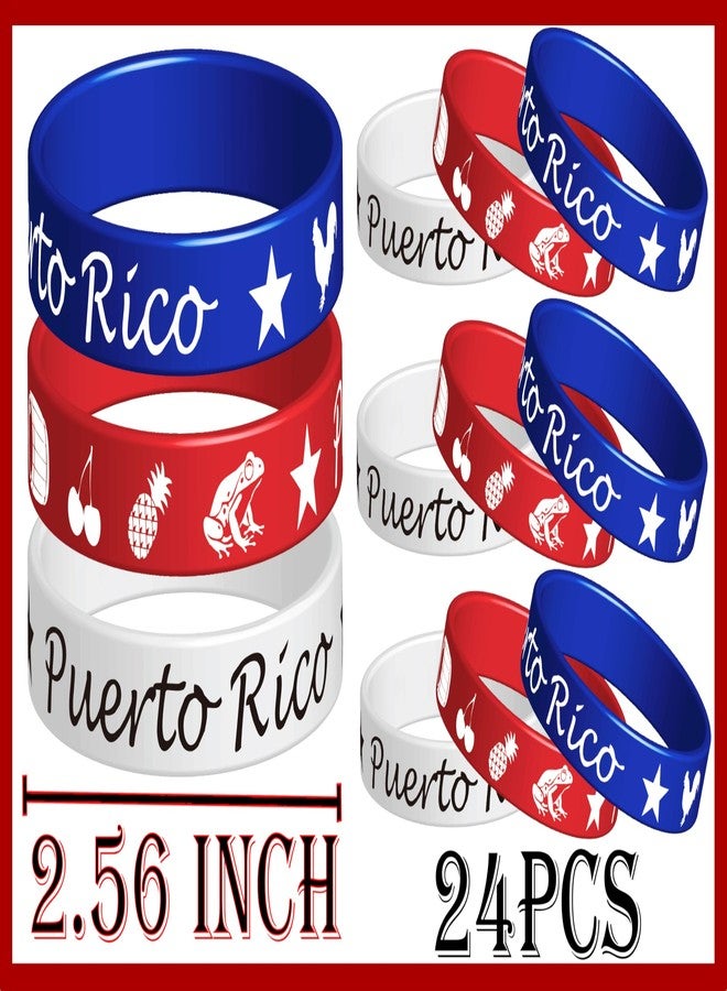 CupaPlay 24PCS Puerto Rico Rubber Bracelets Puerto Rican Flags Themed Party Supplies Decorations Birthday June National Day Country Independence Day Celebrations Patriotic Silicone Wristbands - Image 3