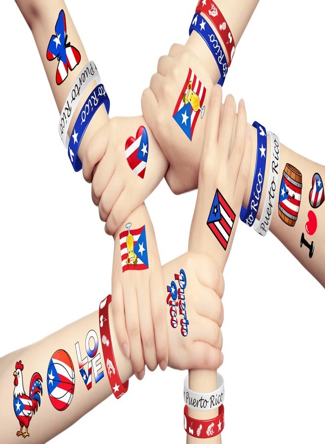 CupaPlay 24PCS Puerto Rico Rubber Bracelets Puerto Rican Flags Themed Party Supplies Decorations Birthday June National Day Country Independence Day Celebrations Patriotic Silicone Wristbands - Image 4