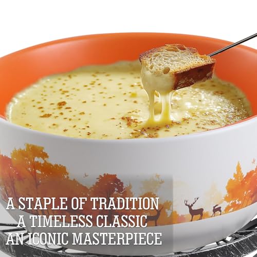 Artestia Swiss Fondue Set for Party - 2L Large Capacity Ceramic Fondue Pot Melting Cheese Chocolate, 6 Fondue Forks, Fondue Party, Wedding Gifts - Autumn Amble - Image 4
