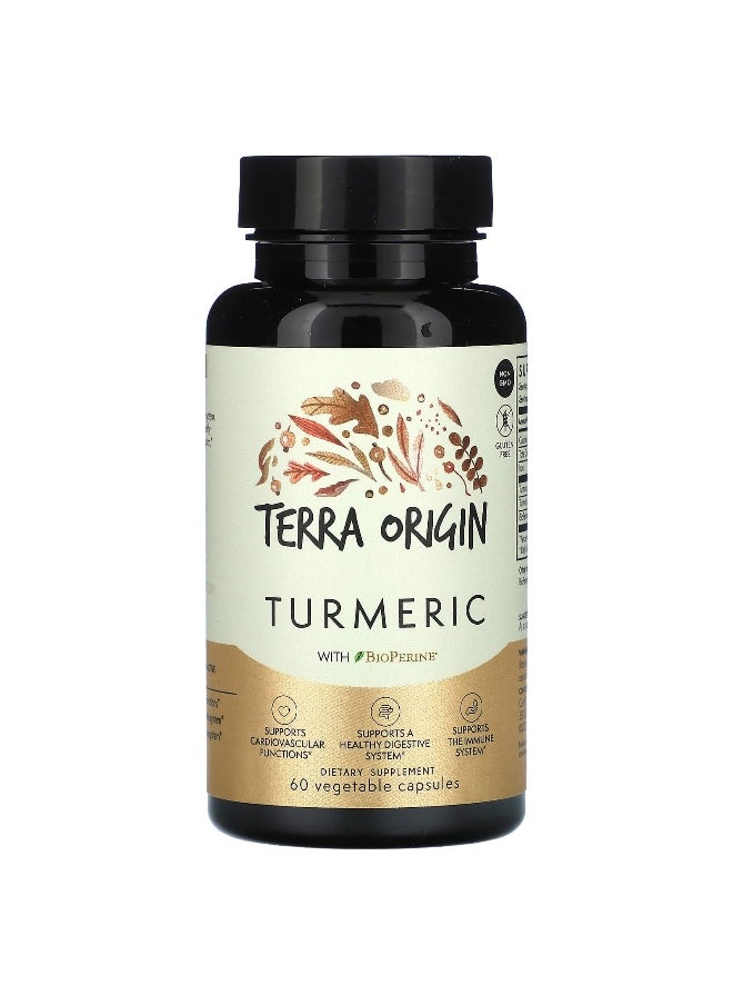 Terra Origin, Turmeric With BioPerine, 60 Vegetable Capsules