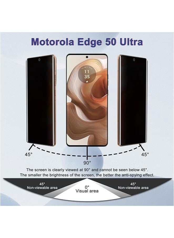 X-level Privacy Screen Protector for Motorola Edge 50 Ultra 5G Tempered Glass, 9H Hardness Anti-Spy Anti-Scratch Anti-Dust Bubble-Free Tempered Film Easy Installation,Support Fingerprint Unlocking - Image 2