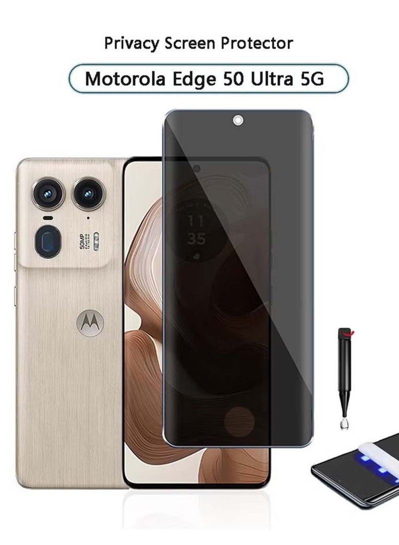 X-level Privacy Screen Protector for Motorola Edge 50 Ultra 5G Tempered Glass, 9H Hardness Anti-Spy Anti-Scratch Anti-Dust Bubble-Free Tempered Film Easy Installation,Support Fingerprint Unlocking - Image 1