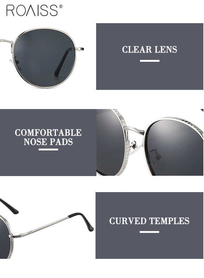 roaiss Men's Round Polarized Sunglasses UV400 Protection Sun Glasses with Ultralight Metal Frame Fashion Anti-Glare Sun Shades for Men Driving Fishing Traveling Silver White  - Image 5