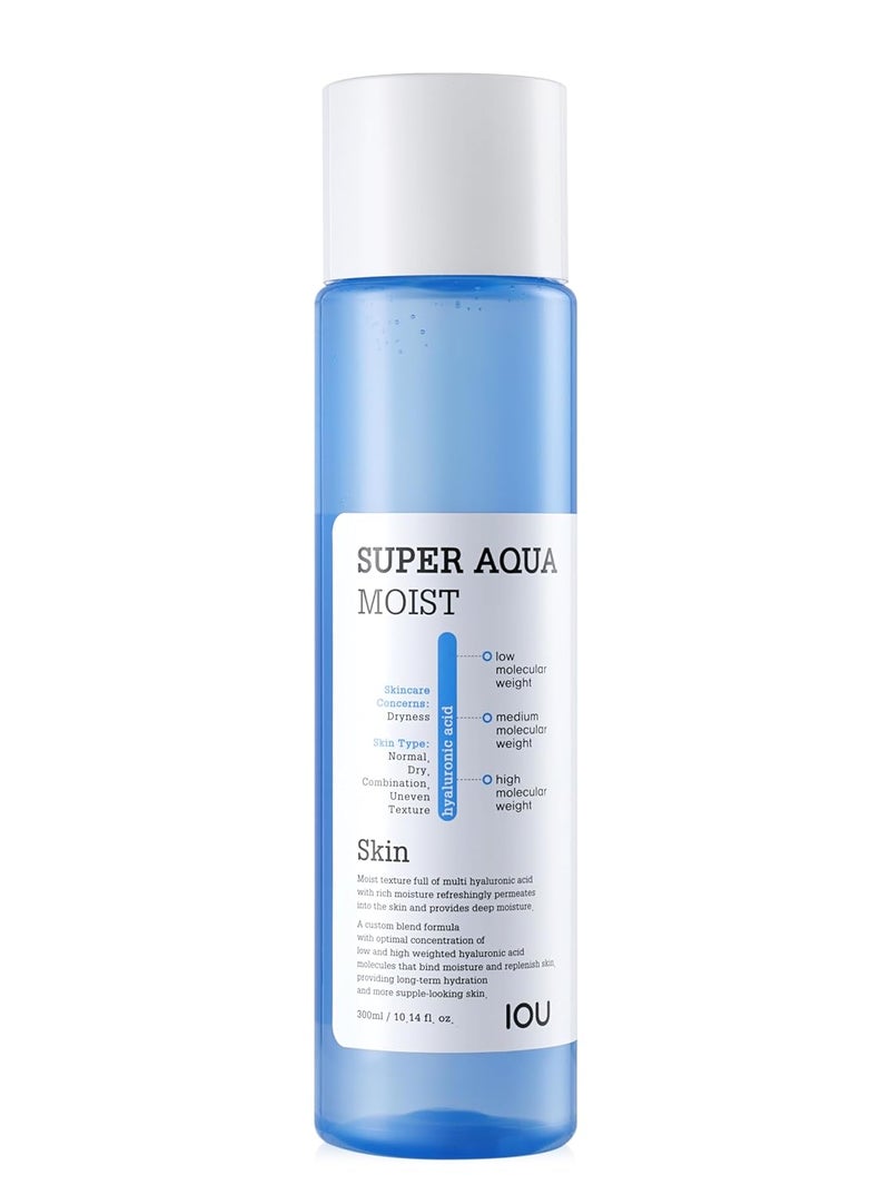 WELCOS IOU Super Aqua Moist Skin  Intensive Moisturizing Toner for LongLasting Hydration  Soothing  Nourishing with Hyaluronic Acid  Hydrating Bomb  Korean Skin Care  300ml  1014 Fl oz