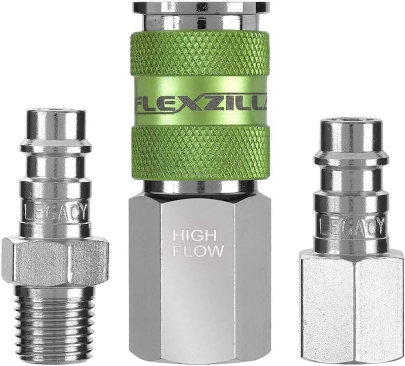 Flexzilla A53452FZ مجموعة موصلات ومقابس تدفق عالي برو 3 قطع 1/4" NPT | نظام توصيل سريع | مثالي لبنادق الرش وأدوات التأثير | كفاءة قصوى - Image 1