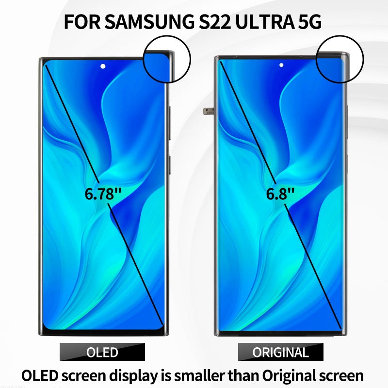 BEXUPULL شاشة OLED بديلة لجهاز سامسونج S22 ألترا 5G لجهاز سامسونج جالاكسي S22 ألترا 5G SM-S908U شاشة LCD تعمل باللمس مع إطار رقم SM-S908U1 بديل للشاشة باللون الأسود (الإصدار الأمريكي مع بصمة الإصبع) - Image 4
