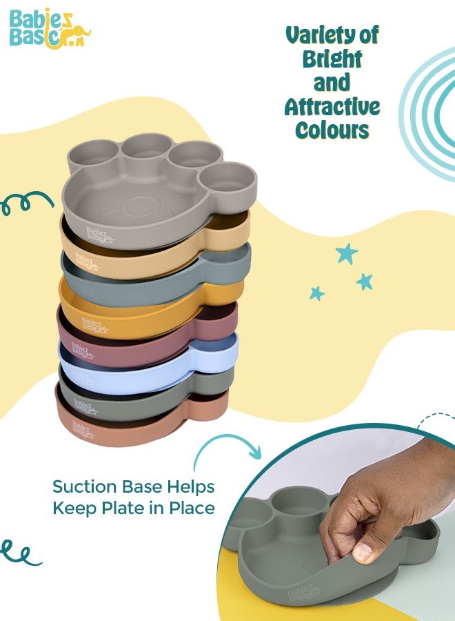 بابيز_بيسك مجموعة تغذية، 3 قطع، مجموعة سيليكون للتغذية الذاتية، سهلة الامساك، طبق سيليكون بوظيفة الشفط مع ملعقة وشوكة سيليكون. - Image 4