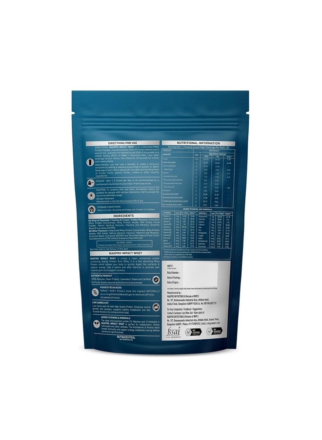 NAKPRO Impact Whey Protein Supplement Powder Combo (1 kg with Creatine & Shaker, Chocolate) - Image 2