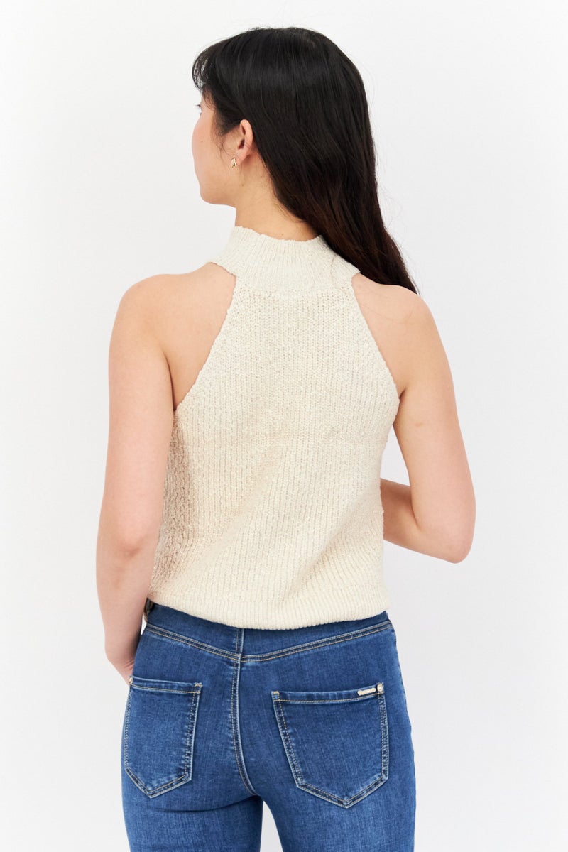Gentle Fawn Women Crew Neck Sleeveless Knitted Top, Cream  - Image 2