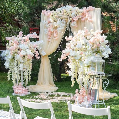 Sggvecsy Cherry Blossom Garland Artificial Cherry Flower Vines 4 Pack Hanging Silk Flowers Garland for Home Wedding Garden Party Arch Office Decor (Pink) - Image 2