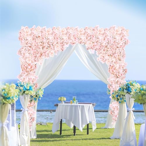 Sggvecsy Cherry Blossom Garland Artificial Cherry Flower Vines 4 Pack Hanging Silk Flowers Garland for Home Wedding Garden Party Arch Office Decor (Pink) - Image 3