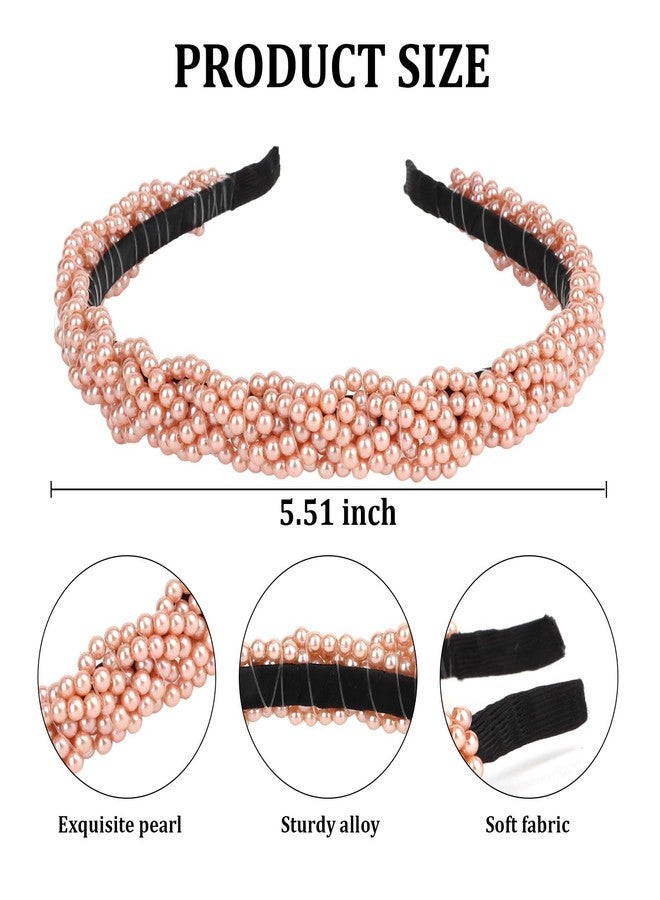 AMCAMI 3Pcs Pearl Headband,Beaded Metal Headband for Women&Girls,Cute No Slip Headbands for Wedding Bride & Flower Girls & Birthday - Image 3