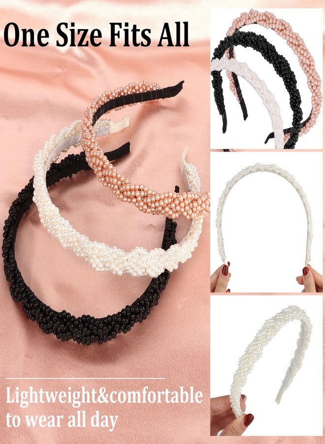 AMCAMI 3Pcs Pearl Headband,Beaded Metal Headband for Women&Girls,Cute No Slip Headbands for Wedding Bride & Flower Girls & Birthday - Image 2