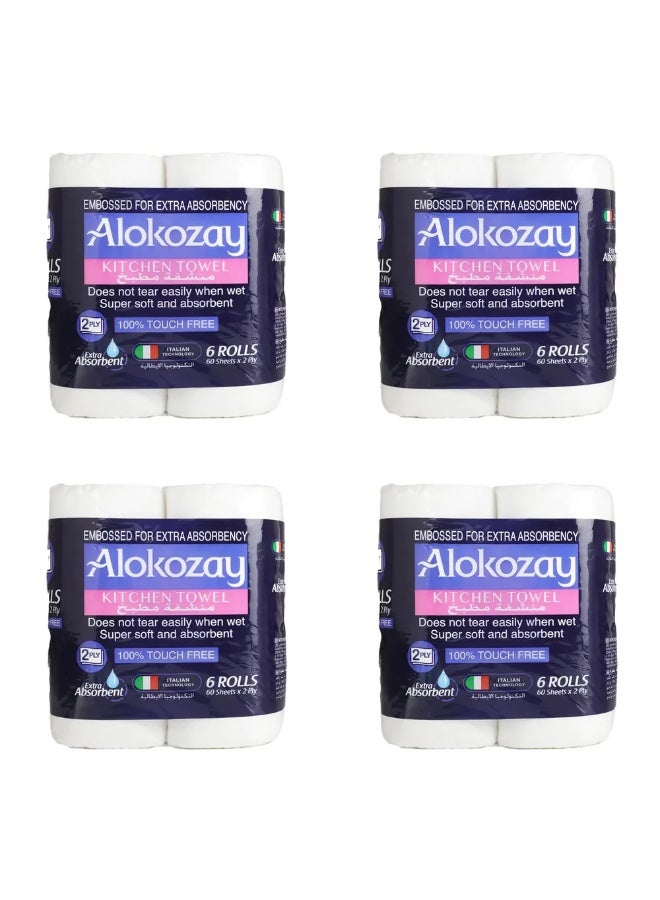 Alokozay 2 PLY Bulk 6 Rolls Kitchen Towel 60 Sheets- 4 Pack - Image 2