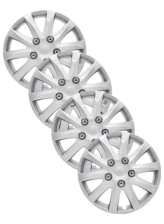 EMTC Pack of 4 EM-3111 Taiwan Wheel Cover | 14" Inch | Silver Universal Nested Style  - Image 1