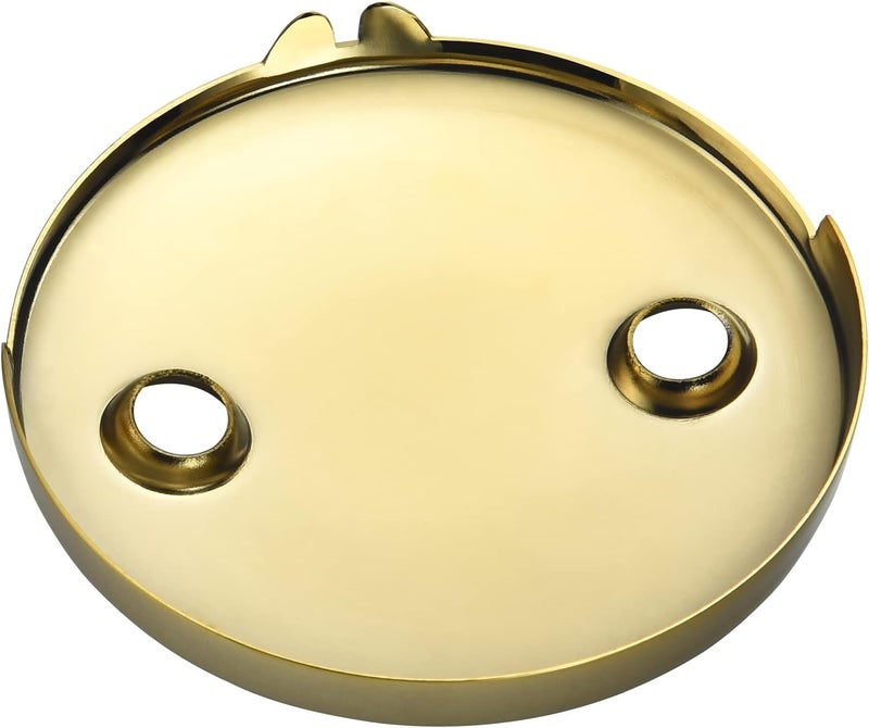 LOWCUS 2 Hole Bathtub Overflow Plate, 3-3/16 Inches Diameter, Polished Brass - Image 4