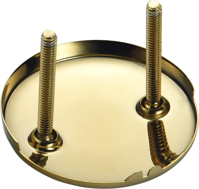 LOWCUS 2 Hole Bathtub Overflow Plate, 3-3/16 Inches Diameter, Polished Brass - Image 5