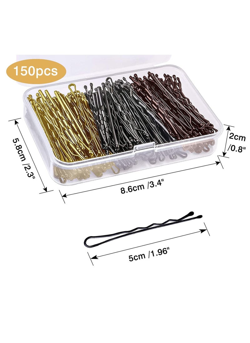 RTYY 150 Pieces Bobby Pins, Hair Grips For Women Hair Styling Pins With Storage Box (Black & Gold & Coffee)  - Image 2