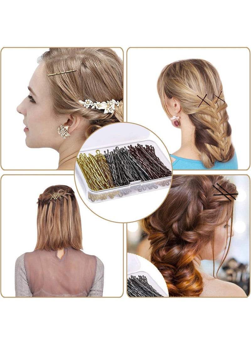 RTYY 150 Pieces Bobby Pins, Hair Grips For Women Hair Styling Pins With Storage Box (Black & Gold & Coffee)  - Image 3