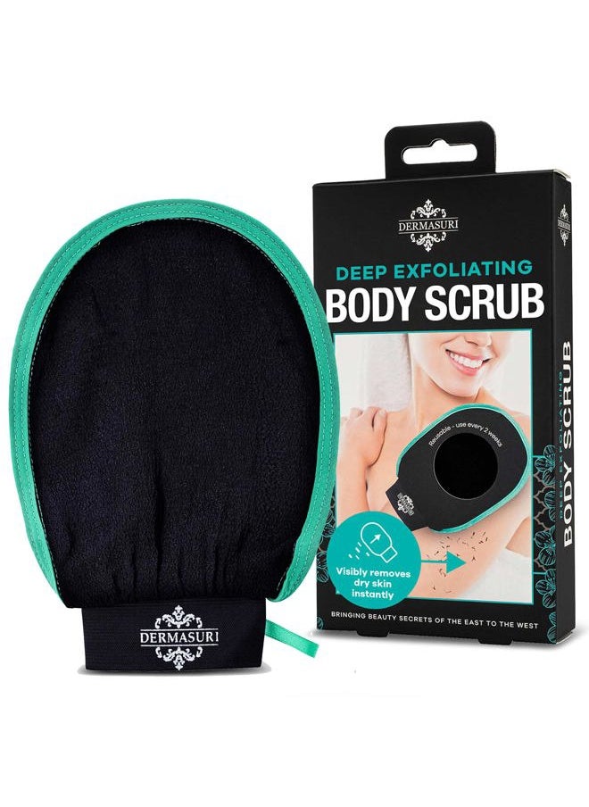 dermasuri - Deep Exfoliating Glove - Polishing Mitt Body Scrubber - Korean Skin Cleaner Exfoliator & Dead Skin Buffing Treatment - Keratosis Pilaris Scrub Remover- Shower Skincare (1 Pack) - Image 1
