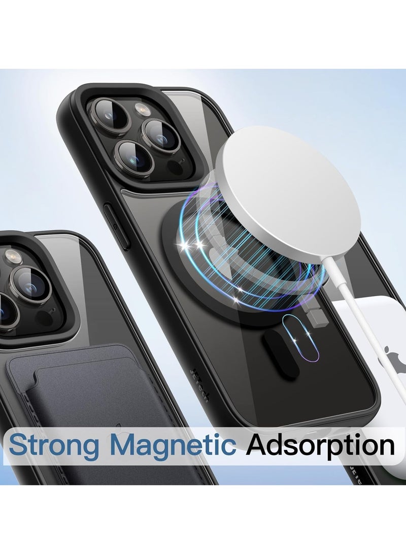 Denx Magnetic Case for iPhone 15 Pro Max [Shockproof & Slim] Clear Hard Back Cover with high-Grade Protection | Black  - Image 2