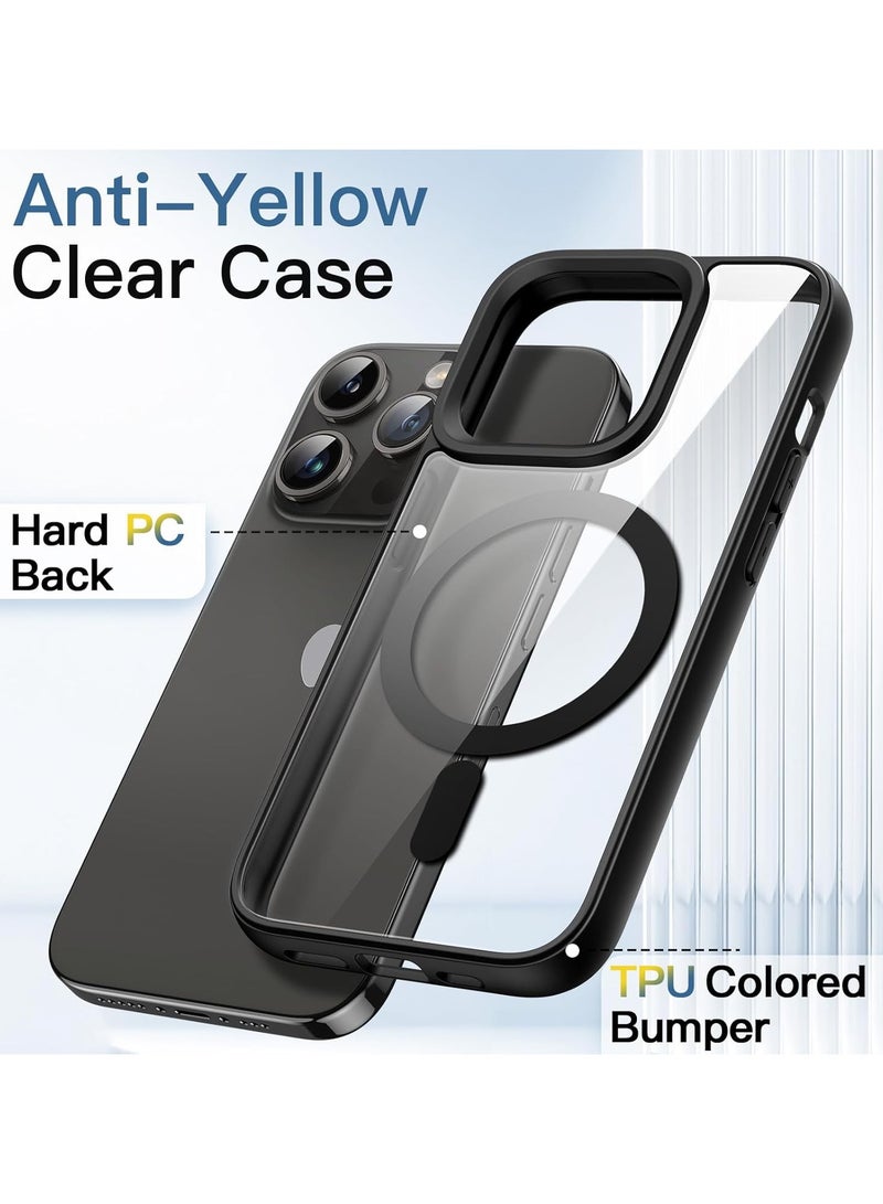 Denx Magnetic Case for iPhone 15 Pro Max [Shockproof & Slim] Clear Hard Back Cover with high-Grade Protection | Black  - Image 4