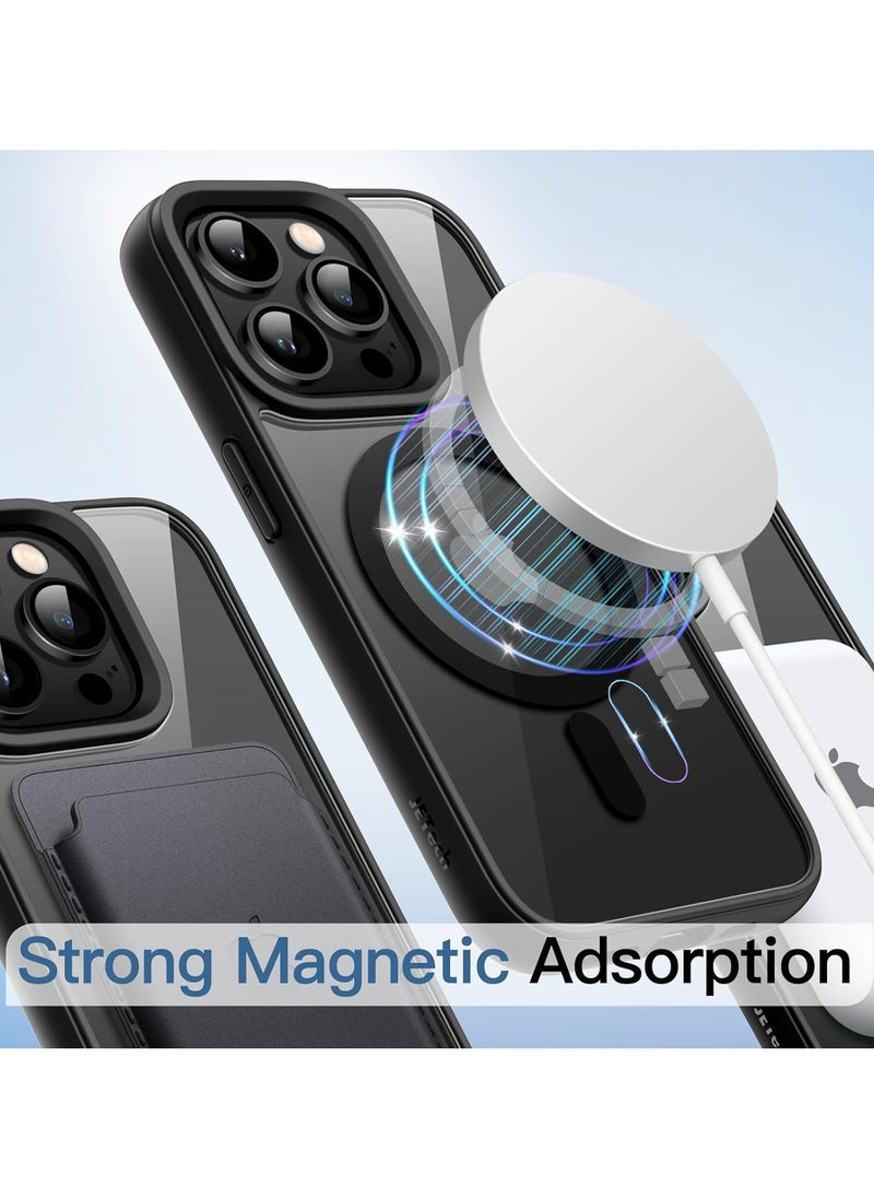 Denx Magnetic Case for iPhone 15 Pro Max 6.7 inches, Translucent Back Slim Shockproof Phone Cover (Black)  - Image 2
