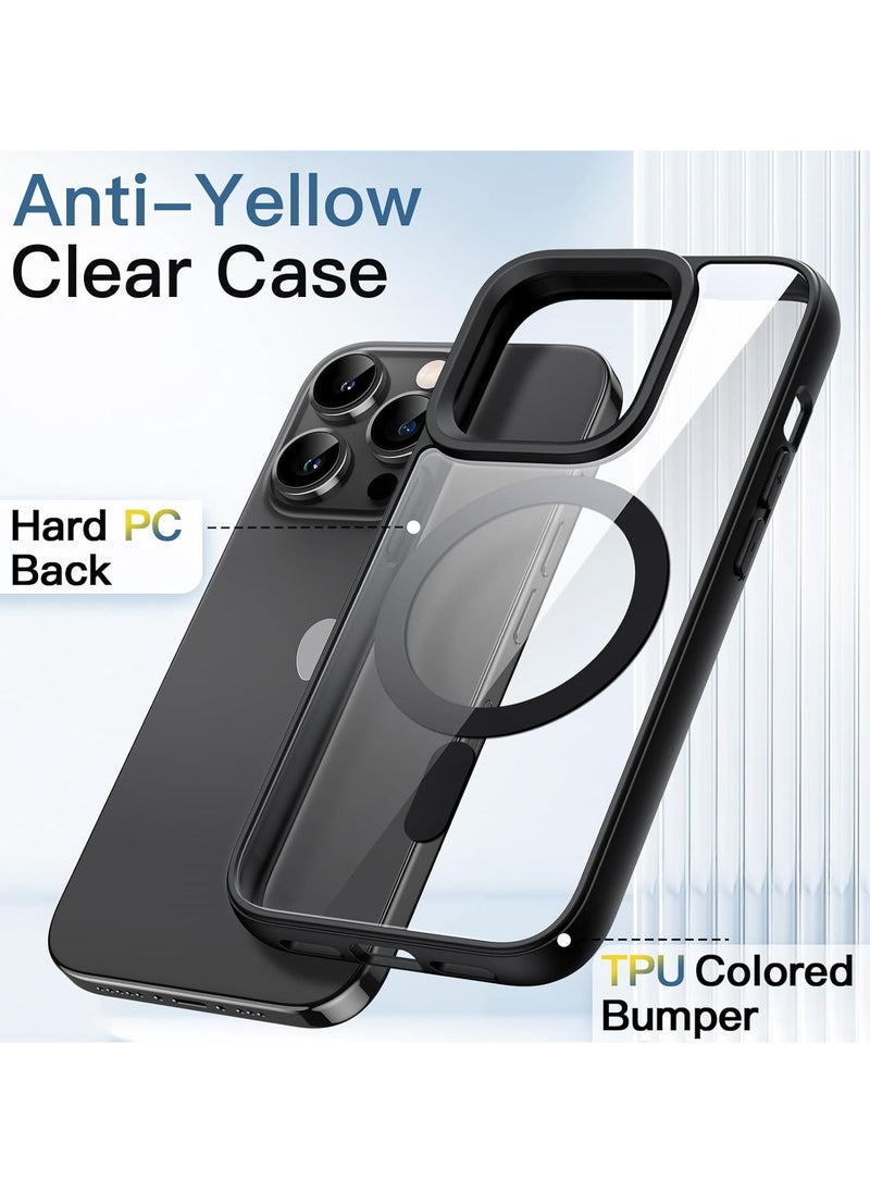 Denx Magnetic Case for iPhone 15 Pro Max 6.7 inches, Translucent Back Slim Shockproof Phone Cover (Black)  - Image 3