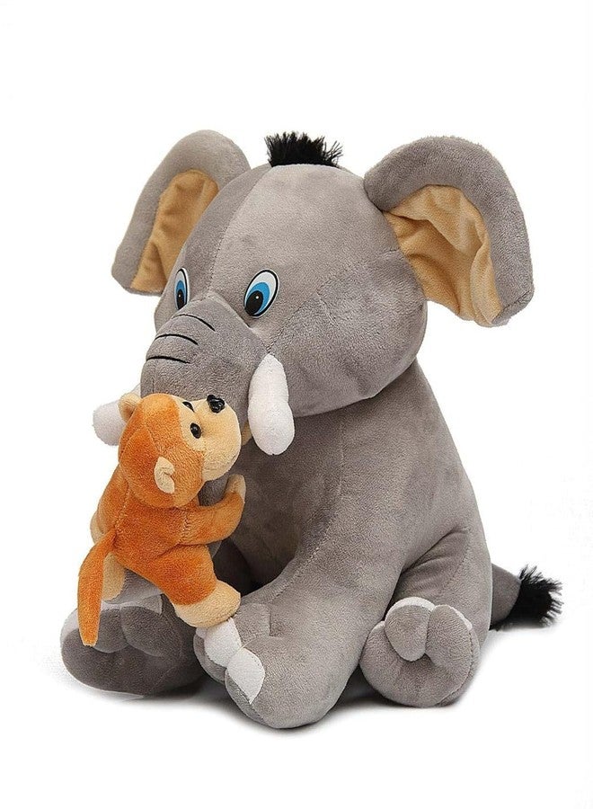 Future Shop Cute Detective Cartoon Character Soft Stuffed Plush Animal Toy for Kids Home Room Decoration (Elephant with Monkey) - Image 3