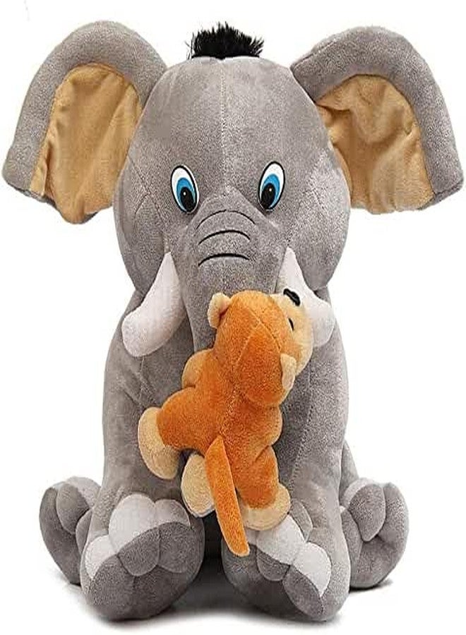 Future Shop Cute Detective Cartoon Character Soft Stuffed Plush Animal Toy for Kids Home Room Decoration (Elephant with Monkey) - Image 1