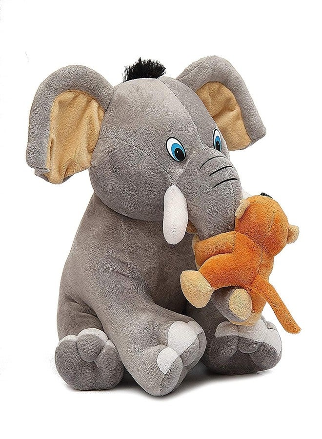Future Shop Cute Detective Cartoon Character Soft Stuffed Plush Animal Toy for Kids Home Room Decoration (Elephant with Monkey) - Image 2