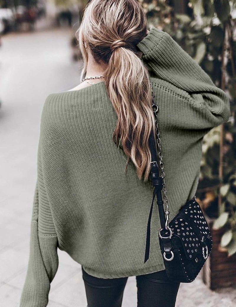 SAUKOLE Womenâ€™s Trendy Sweaters to Wear with Leggings Causal Mock Neck Batwing Sleeve Fall Cute Oversized Knit Tops - Image 5