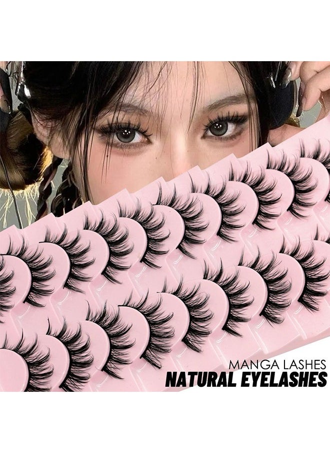 Ocean Manga Lashes 10 Pairs Natural Look Fluffy False Eyelashes That Look Like Individual Cluster Lashes Soft Wispy Manhua Eyelashes  - Image 1