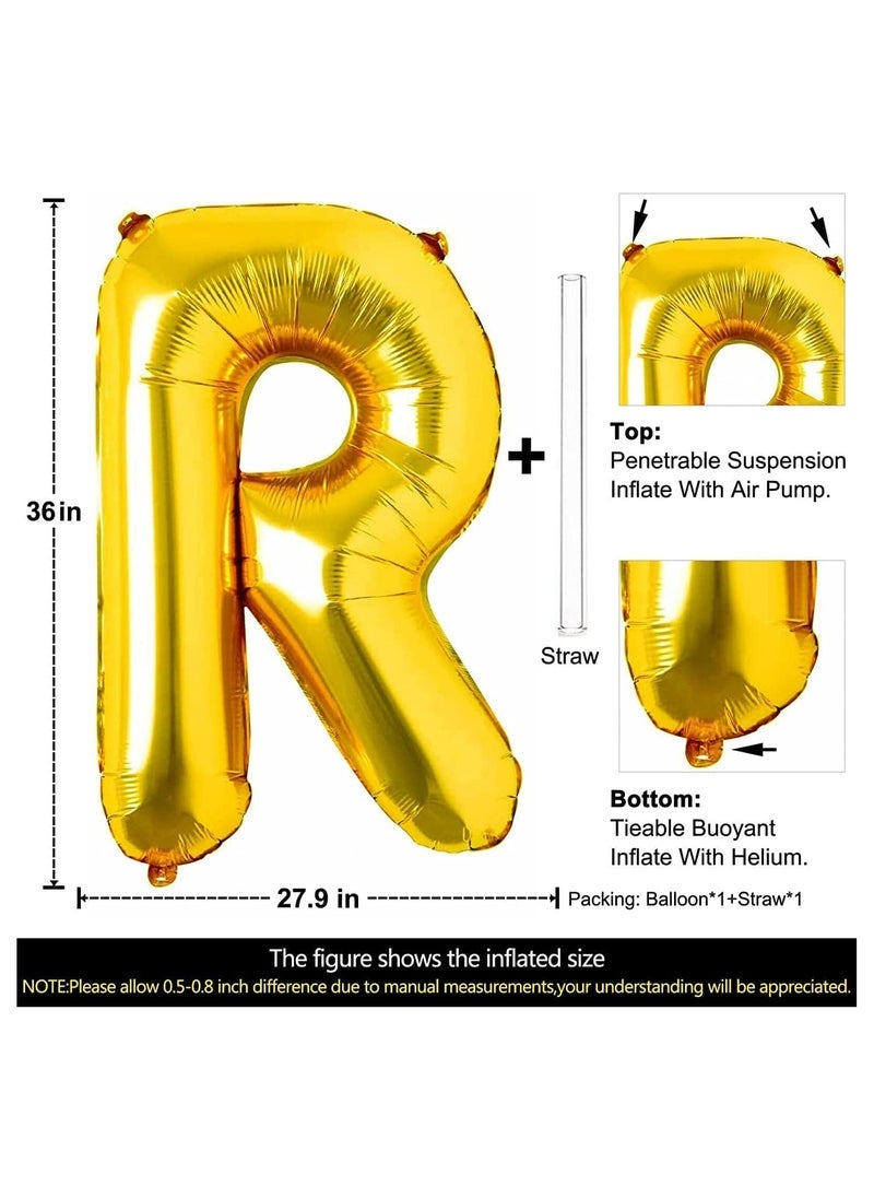 Goldedge 32 Inch Giant Gold Letter R Foil Helium Balloons Big Single Mylar Balloon Birthday Party Decoration Supply Baby Shower (Gold R) - Image 2