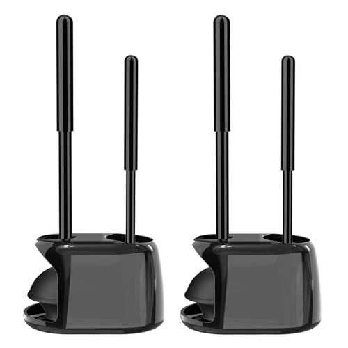 SetSail Toilet Brush and Plunger Set 2 Packs SemiHidden Toilet Plungers Heavy Duty Toilet Bowl Brush and Holder for Bathroom Toilet Plunger and Brush Set for Deeply Cleaning 2 Packs Black - Image 1