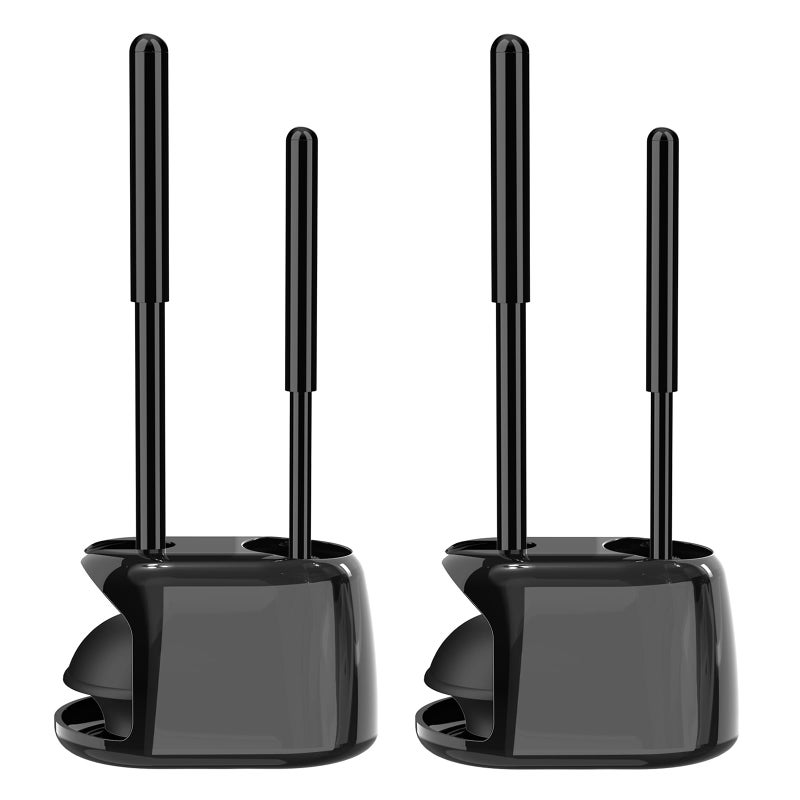 SetSail Toilet Brush and Plunger Set 2 Packs SemiHidden Toilet Plungers Heavy Duty Toilet Bowl Brush and Holder for Bathroom Toilet Plunger and Brush Set for Deeply Cleaning 2 Packs Black - Image 2
