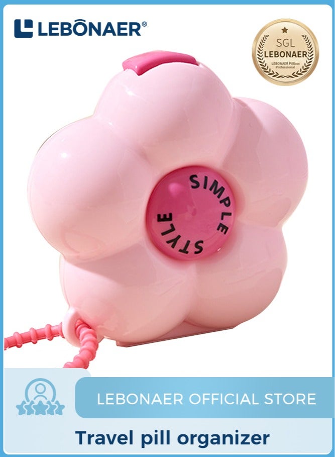 lebonaer Weekly Pill Organizer, Cute 7 Day Pill Box, Daily Vitamin Organizer for Fish Oil/Medicine/Supplements（Pink&Rose） - Image 1