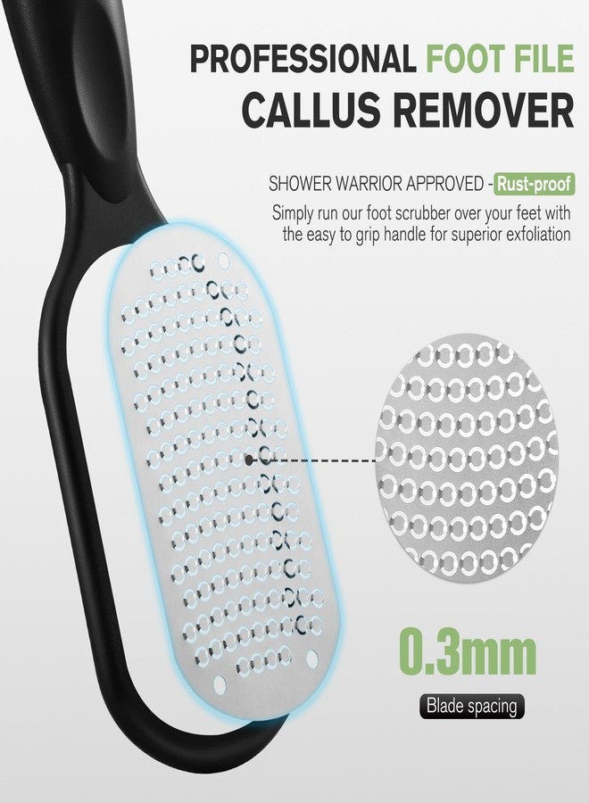 FERYES Foot File Callus Remover with Dead Skin Catcher – The Genius Foot Scrubber for Mess-Free Pedicures, Heel Scraper for Cracked Heel Treatment, Wet & Dry Use Feet Rasp - Black - Image 3