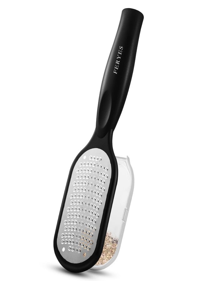 FERYES Foot File Callus Remover with Dead Skin Catcher – The Genius Foot Scrubber for Mess-Free Pedicures, Heel Scraper for Cracked Heel Treatment, Wet & Dry Use Feet Rasp - Black - Image 1