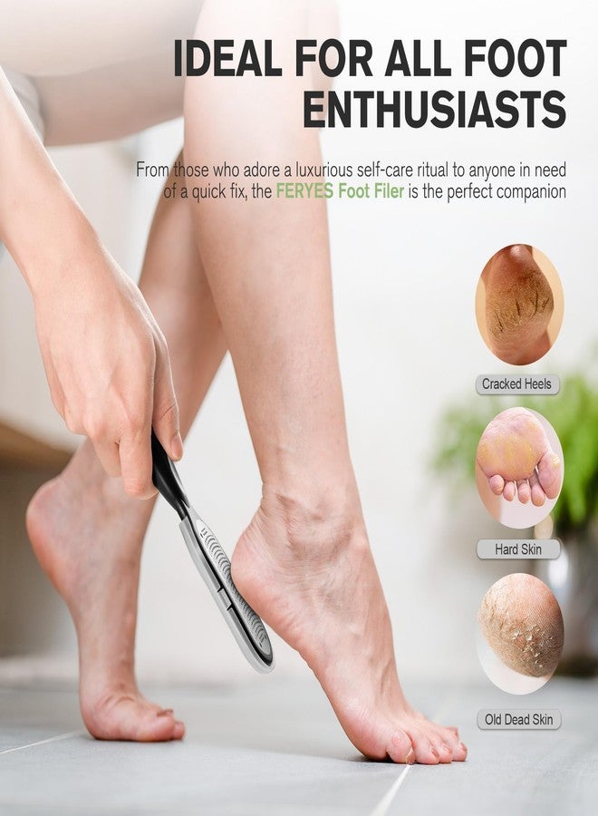 FERYES Foot File Callus Remover with Dead Skin Catcher – The Genius Foot Scrubber for Mess-Free Pedicures, Heel Scraper for Cracked Heel Treatment, Wet & Dry Use Feet Rasp - Black - Image 5