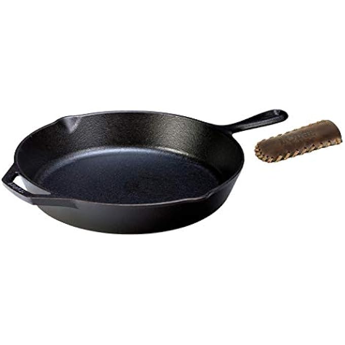 مقلاة حديد زهر 30 سم بدون خياطة من جلد نوكونا مع حامل مقبض ساخن مقلاة حديد زهر 30 سم مع حامل مقبض ساخن من الجلد الطبيعي - Image 1