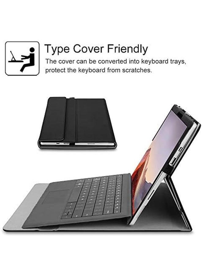 Case For Microsoft Surface Pro 7 Plus Pro 7 Pro 6 Pro 5 Pro 4 Pro 3 12.3 Inch Tablet Multiple Angle Viewing Portfolio Business Cover Compatible W Type Cover Keyboard Black