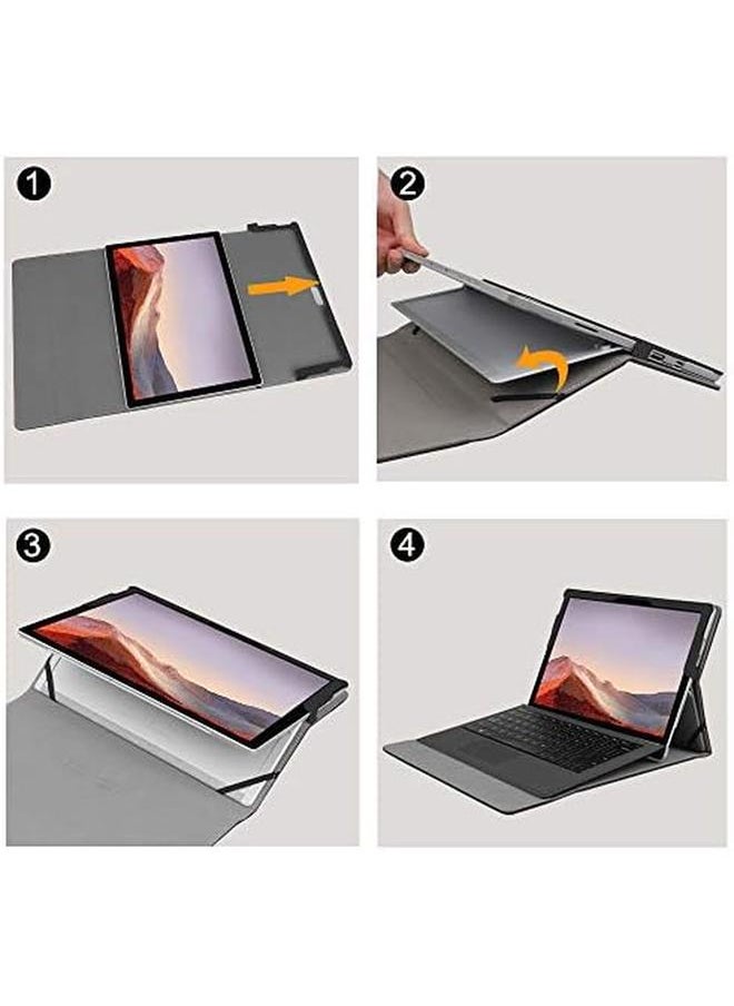 Case For Microsoft Surface Pro 7 Plus Pro 7 Pro 6 Pro 5 Pro 4 Pro 3 12.3 Inch Tablet Multiple Angle Viewing Portfolio Business Cover Compatible W Type Cover Keyboard Black