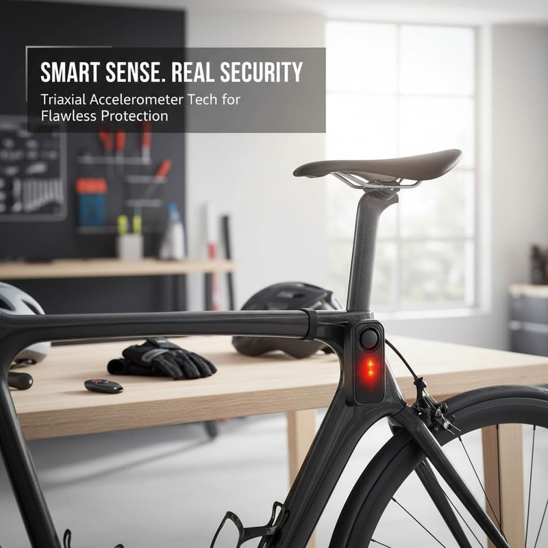 Wireless Bike Alarm with Remote, Ultra Loud 113dB Shock and Vibration Sensor, IP66 Waterproof Anti-Theft Security for Electric Bikes, Motorcycles, Scooters, Mopeds & Doors/Windows Accessories - Image 1