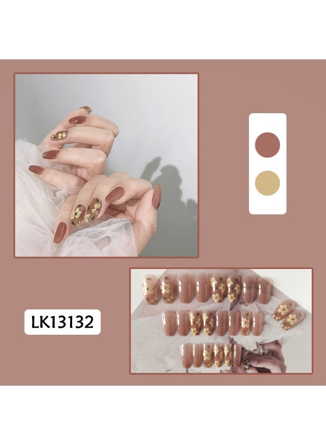 Goolsky Long Island Iced Tea Transparent Floral Press-on Nails - Elegant Autumn Winter Style for Office & Casual Daily Wear - Image 4